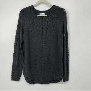 SONOMA DARK GRAY SOFT LONG SLEEVE BRAIDED DESIGN SWEATER SMALL